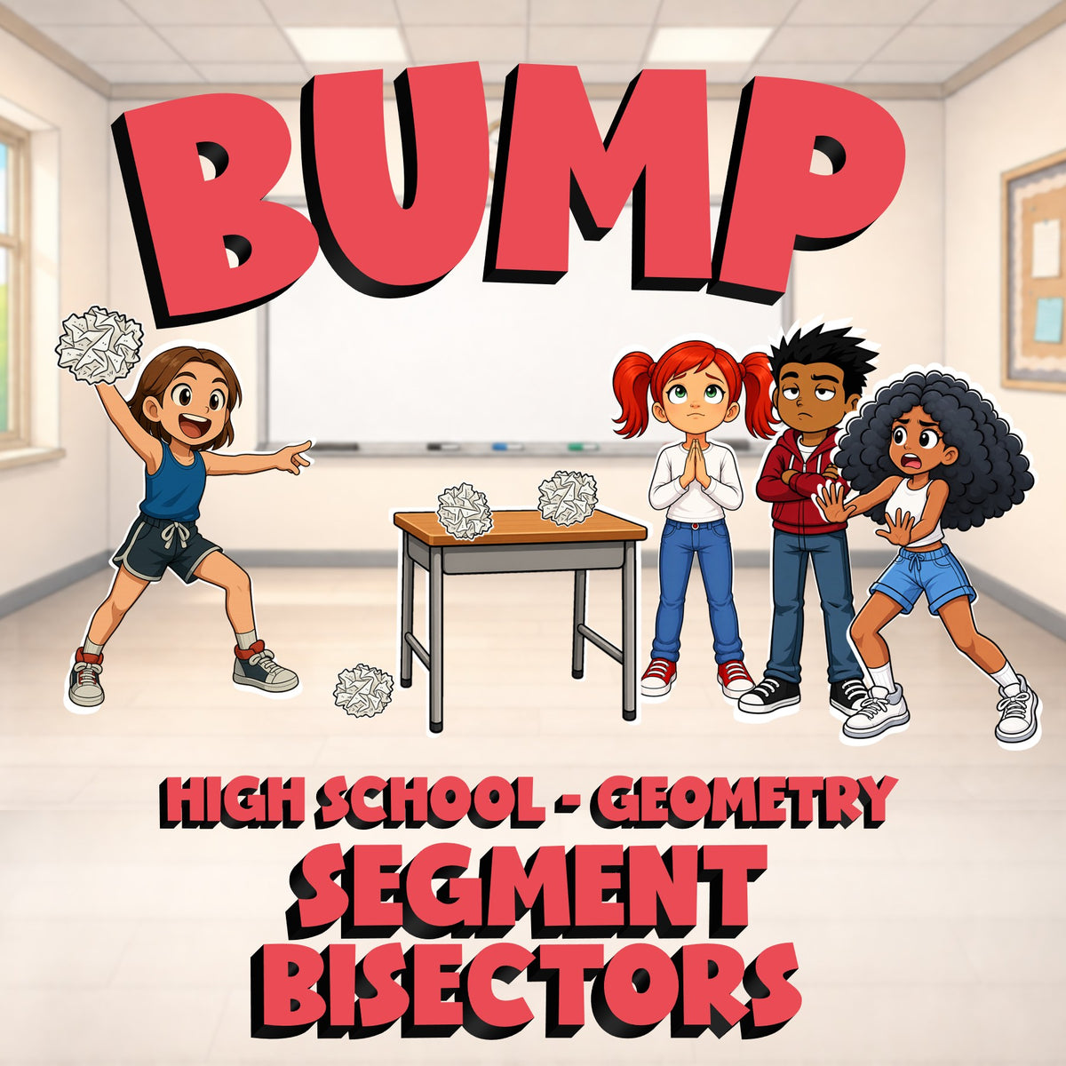 Segment Bisectors BUMP Math Game - No Prep Geometry Review Activity
