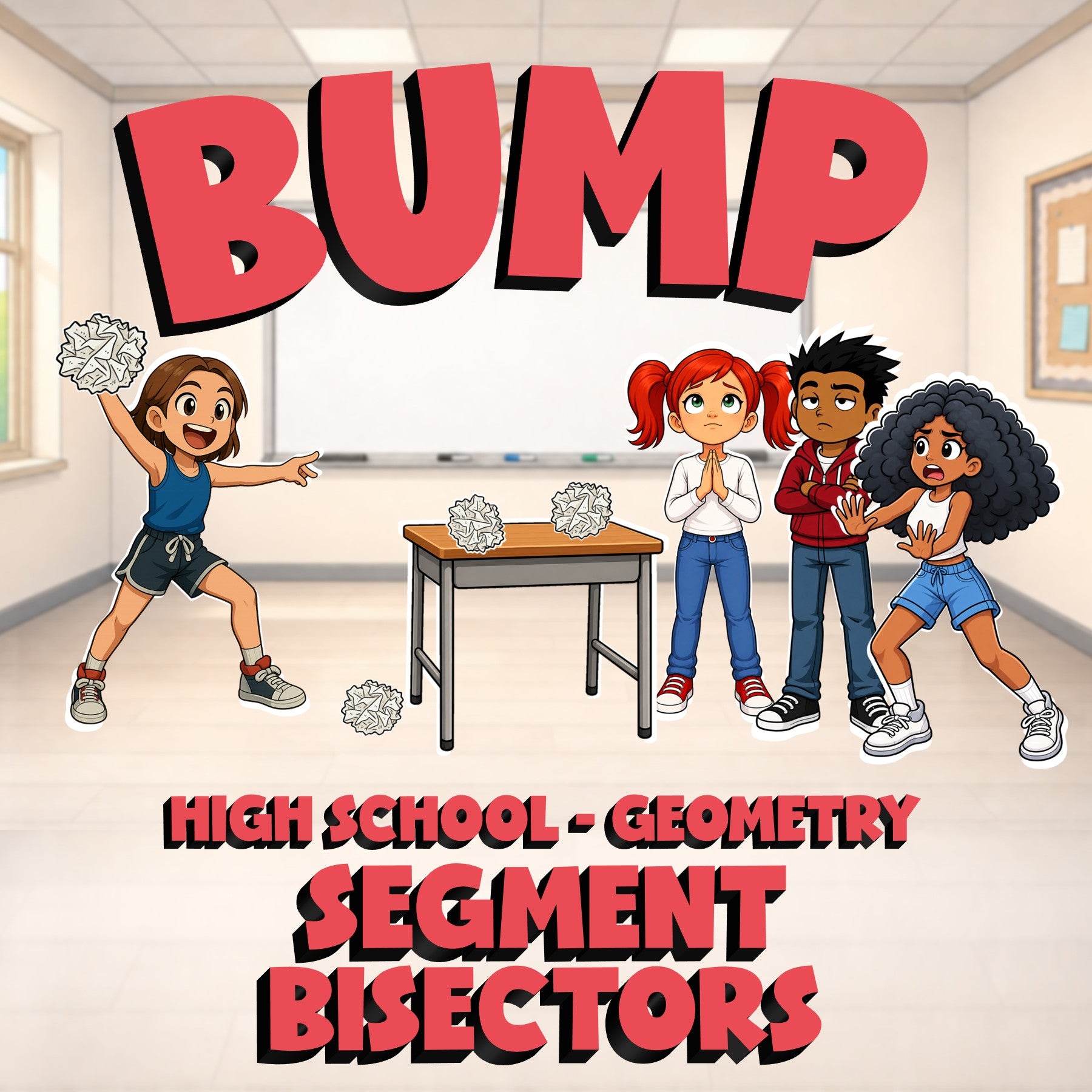 Segment Bisectors BUMP Math Game - No Prep Geometry Review Activity