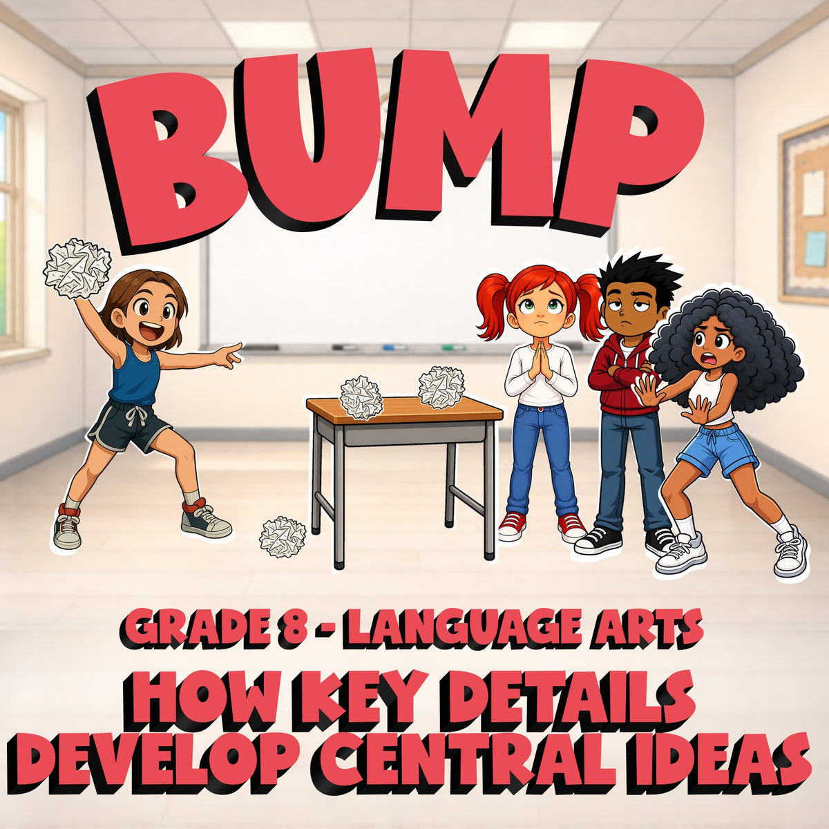 How Key Details Develop Central Ideas BUMP ELA Game - No Prep Grade 8 Review