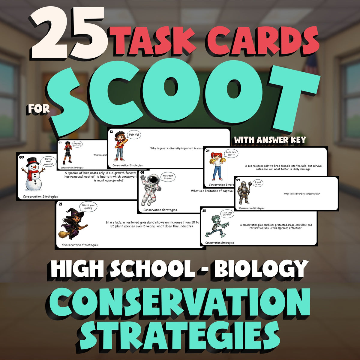 Conservation Strategies SCOOT TASK CARDS Science Game - No Prep Biology Review