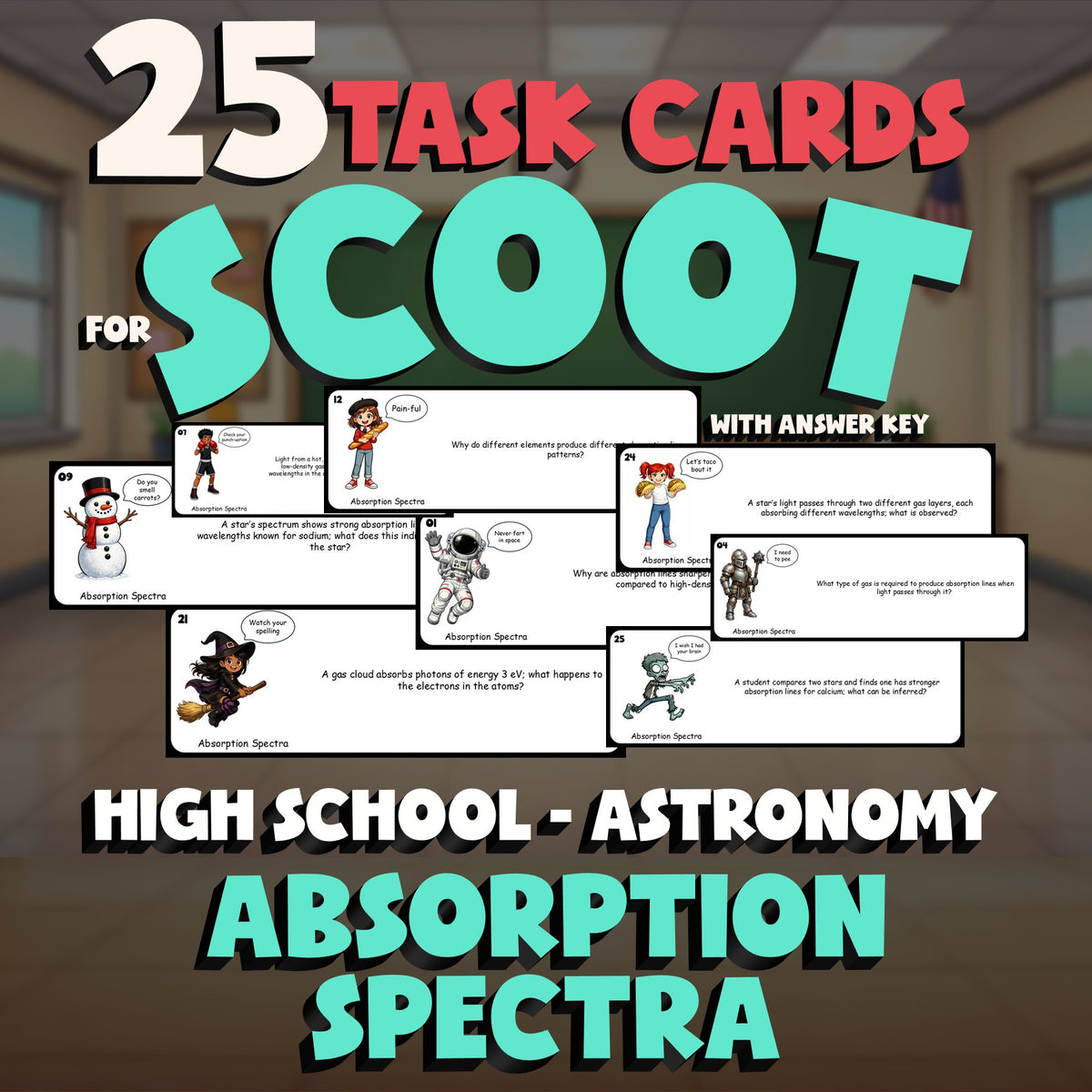 Absorption Spectra SCOOT TASK CARDS Science Game - No Prep Astronomy Review