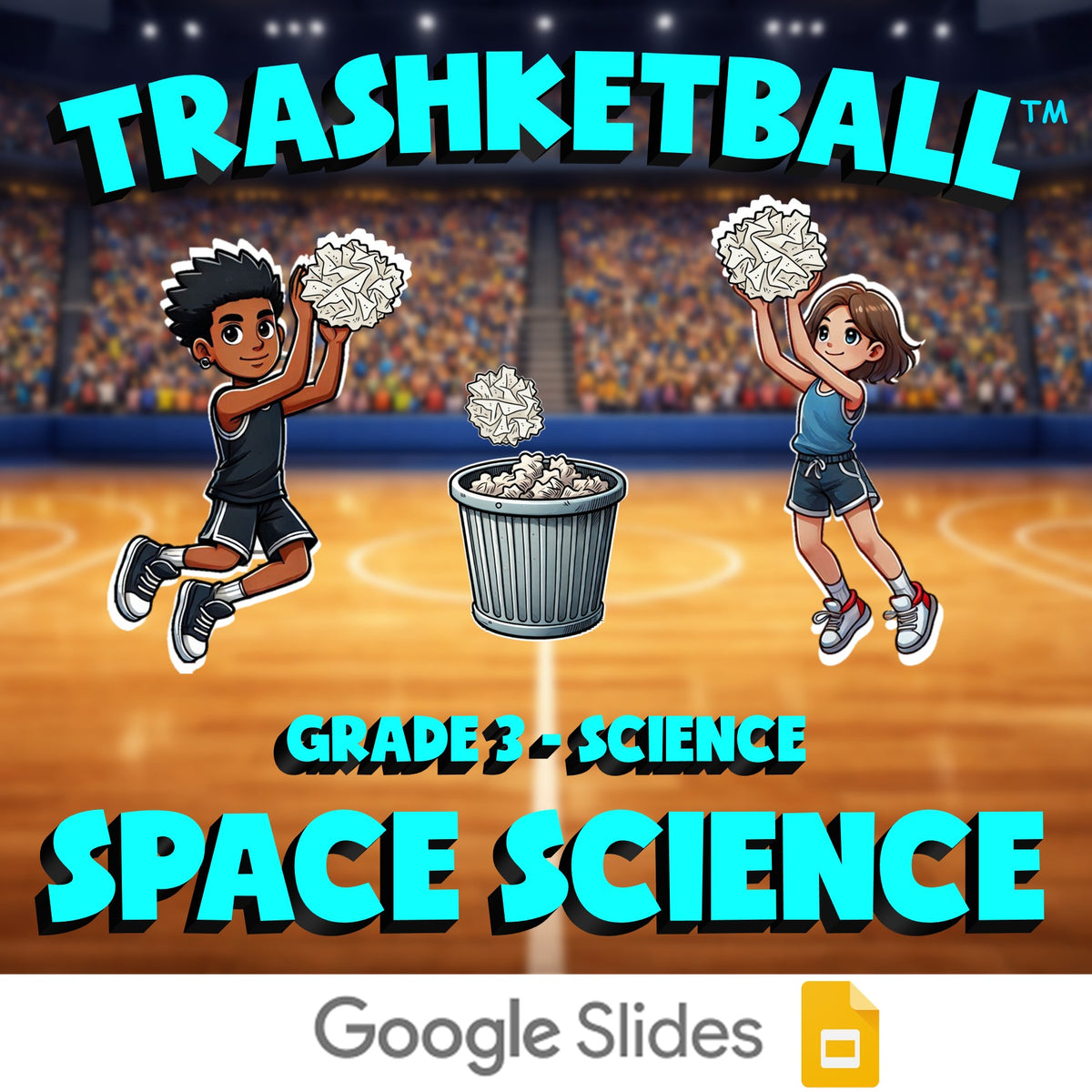 Space Science TRASHKETBALL Science Game - No Prep Grade 3 Review Activity