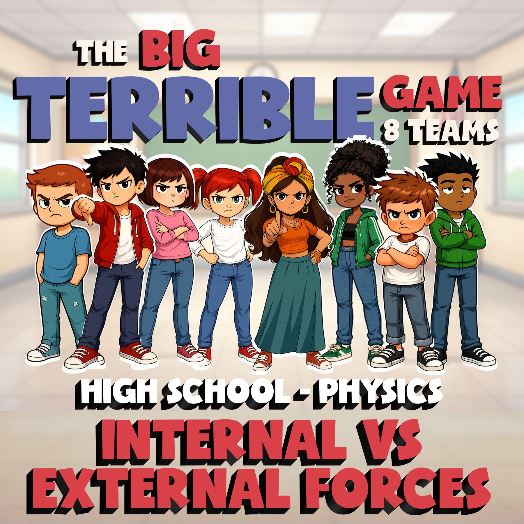 Internal vs External Forces BIG TERRIBLE GAME - No Prep Physics Science Review