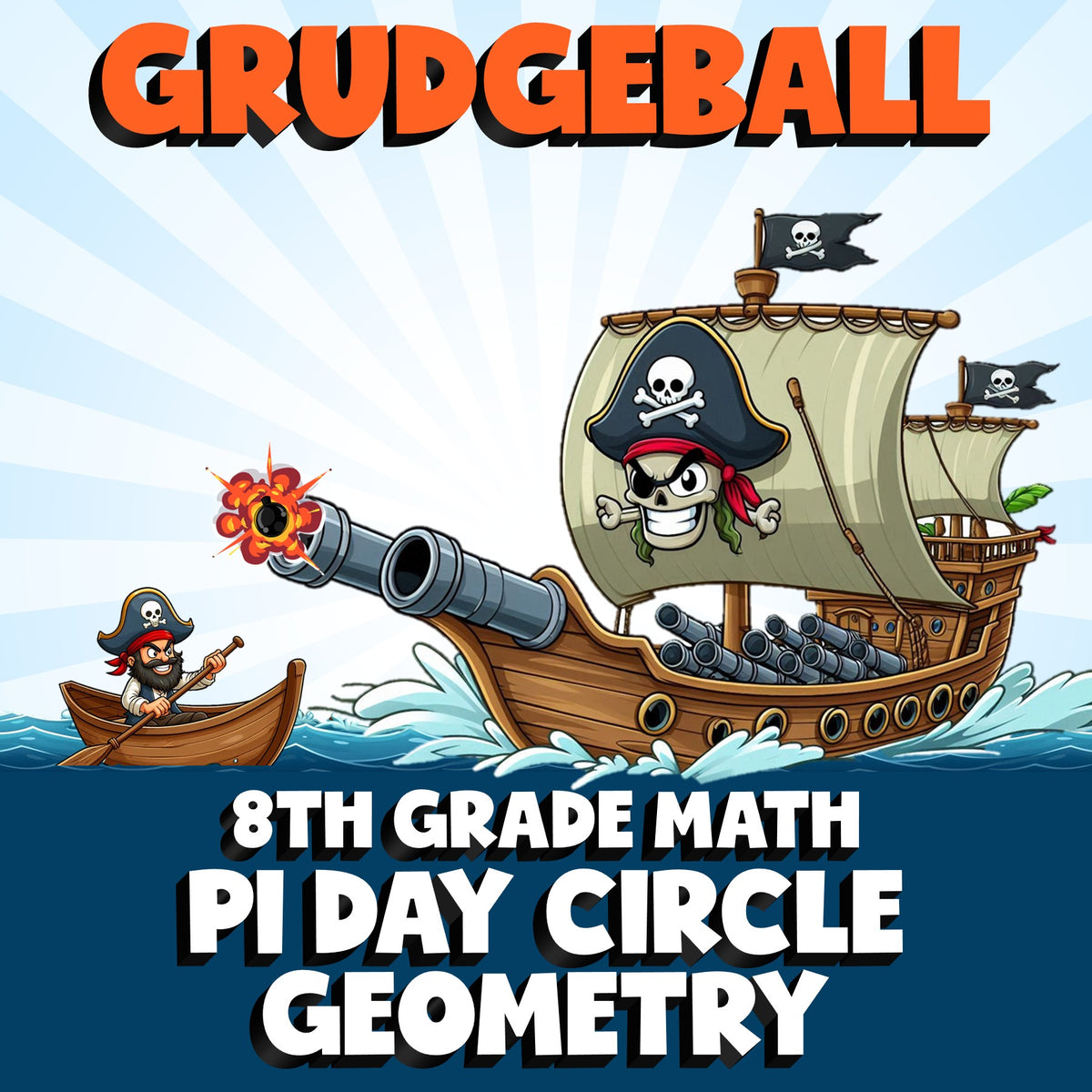 Pi Day Circle Geometry GRUDGEBALL Math Game - No Prep Grade 8 Review Activity
