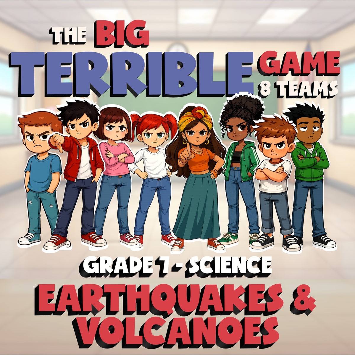 Earthquakes & Volcanoes BIG TERRIBLE GAME - No Prep Grade 7 Science Review