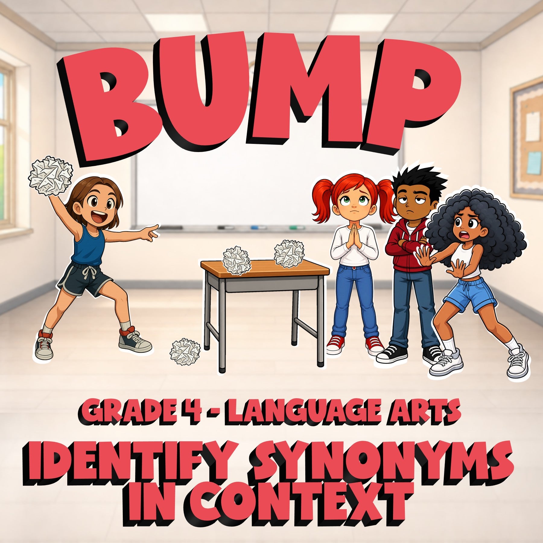Identify Synonyms in Context BUMP ELA Game - No Prep Grade 4 Review Activity