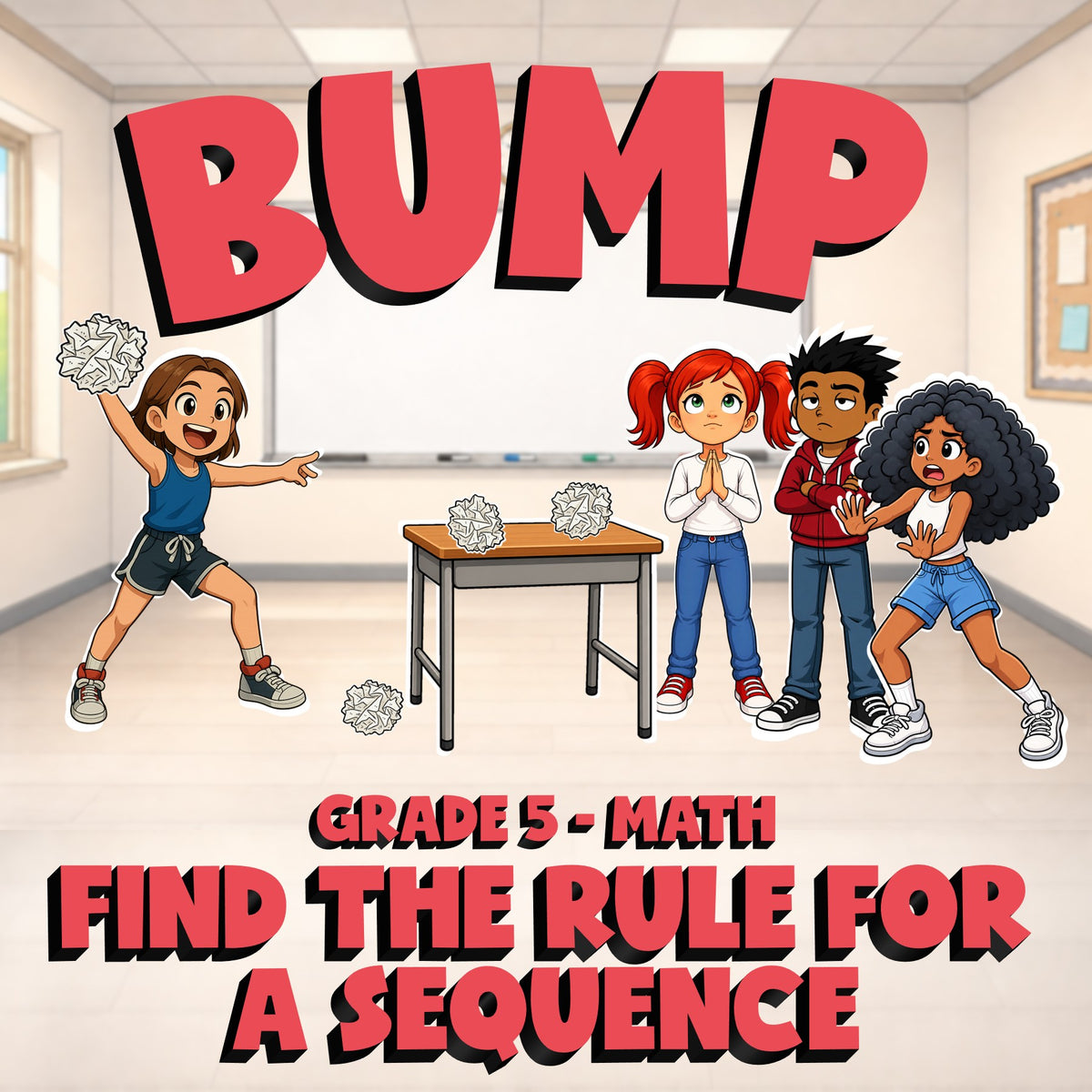 Find The Rule for a Sequence BUMP Math Game - No Prep Grade 5 Review Activity