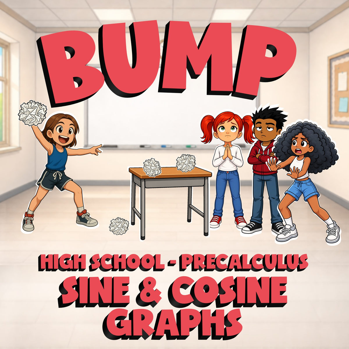 Sine & Cosine Graphs BUMP Math Game - No Prep PreCalculus Review Activity