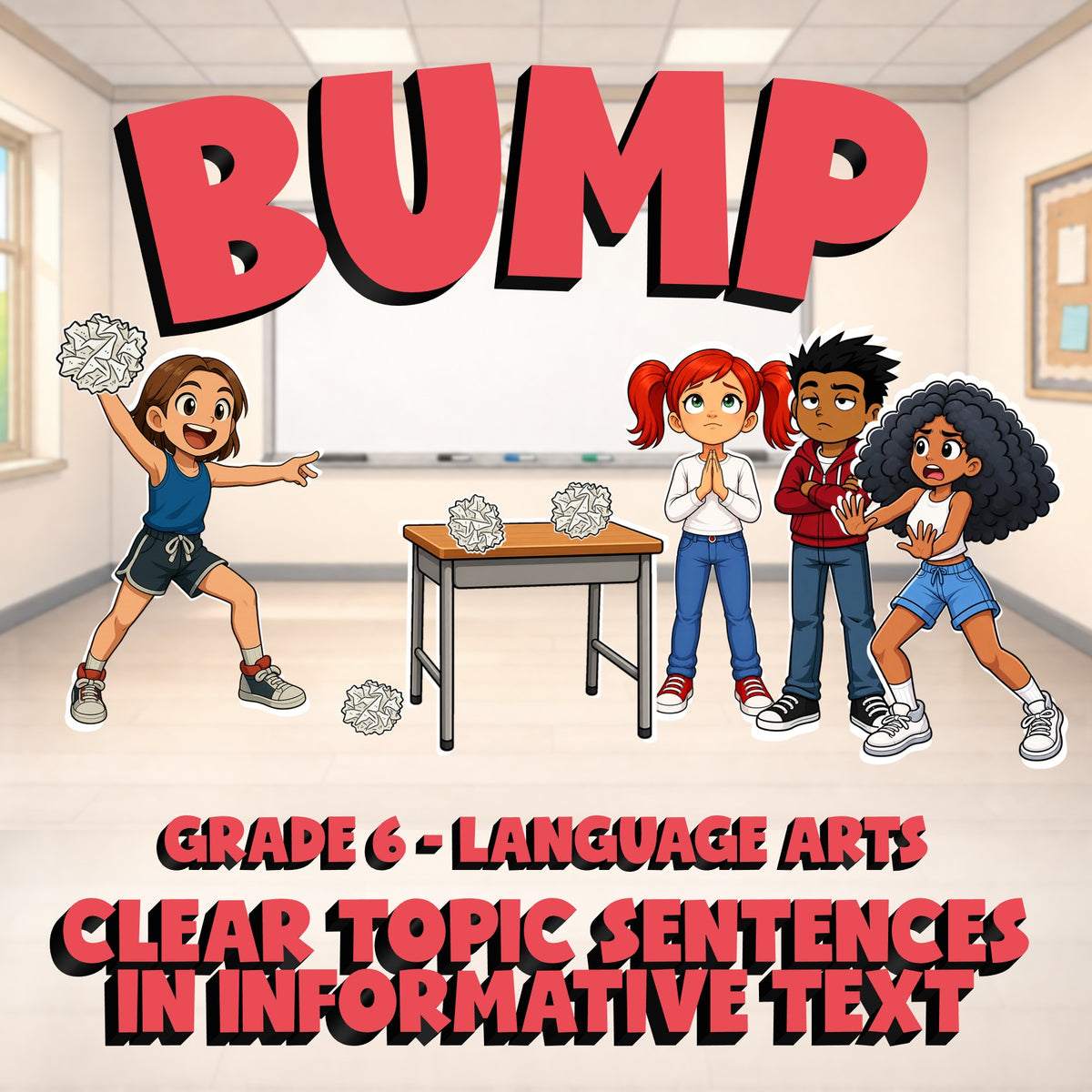 Clear Topic Sentences in Informative Text BUMP ELA Game - No Prep Grade 6 Review