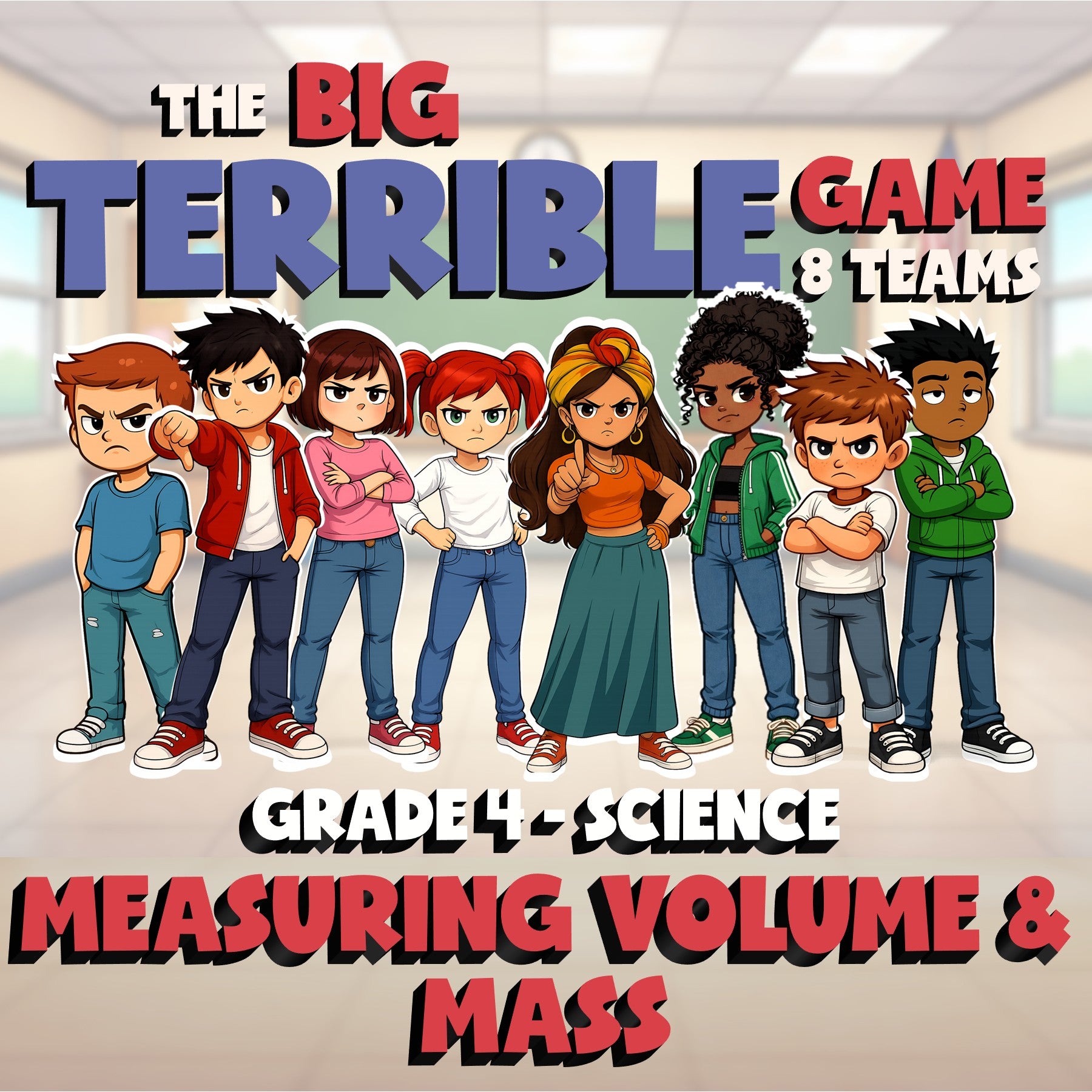 Measuring Volume & Mass BIG TERRIBLE GAME - No Prep Grade 4 Science Review