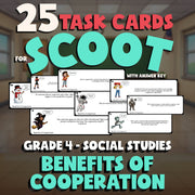 Benefits of Cooperation SCOOT TASK CARDS Socials Game - No Prep Grade 4 Review