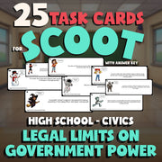 Legal Limits on Government Power SCOOT TASK CARDS Civics Game - No Prep Review
