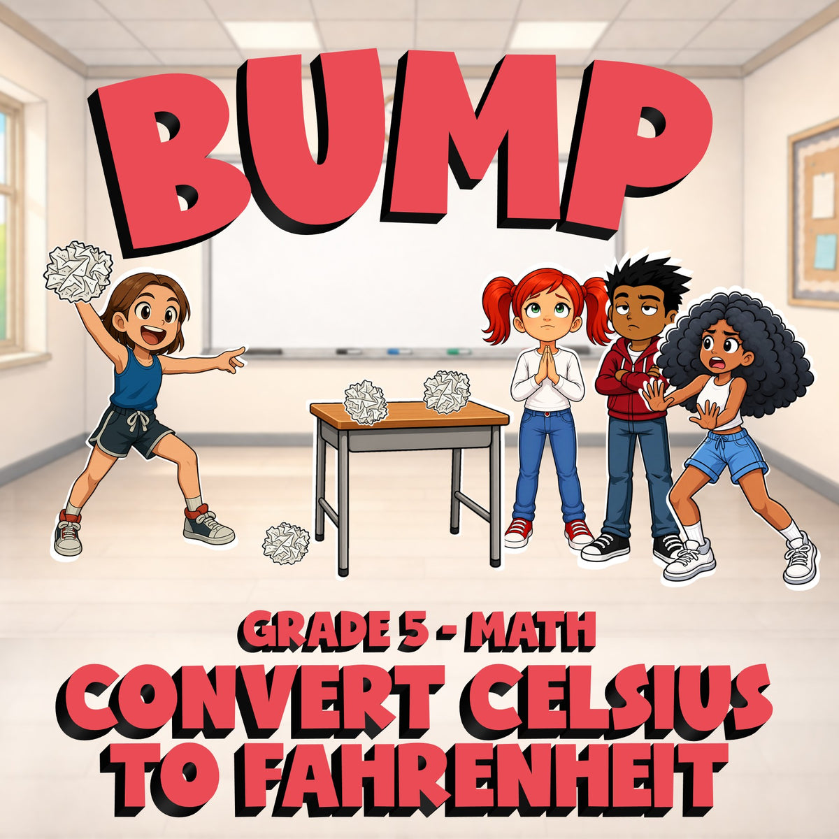 Convert Celsius to Fahrenheit BUMP Math Game - No Prep Grade 5 Review Activity