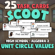 Unit Circle Values SCOOT TASK CARDS Math Game - No Prep Algebra 2 Review