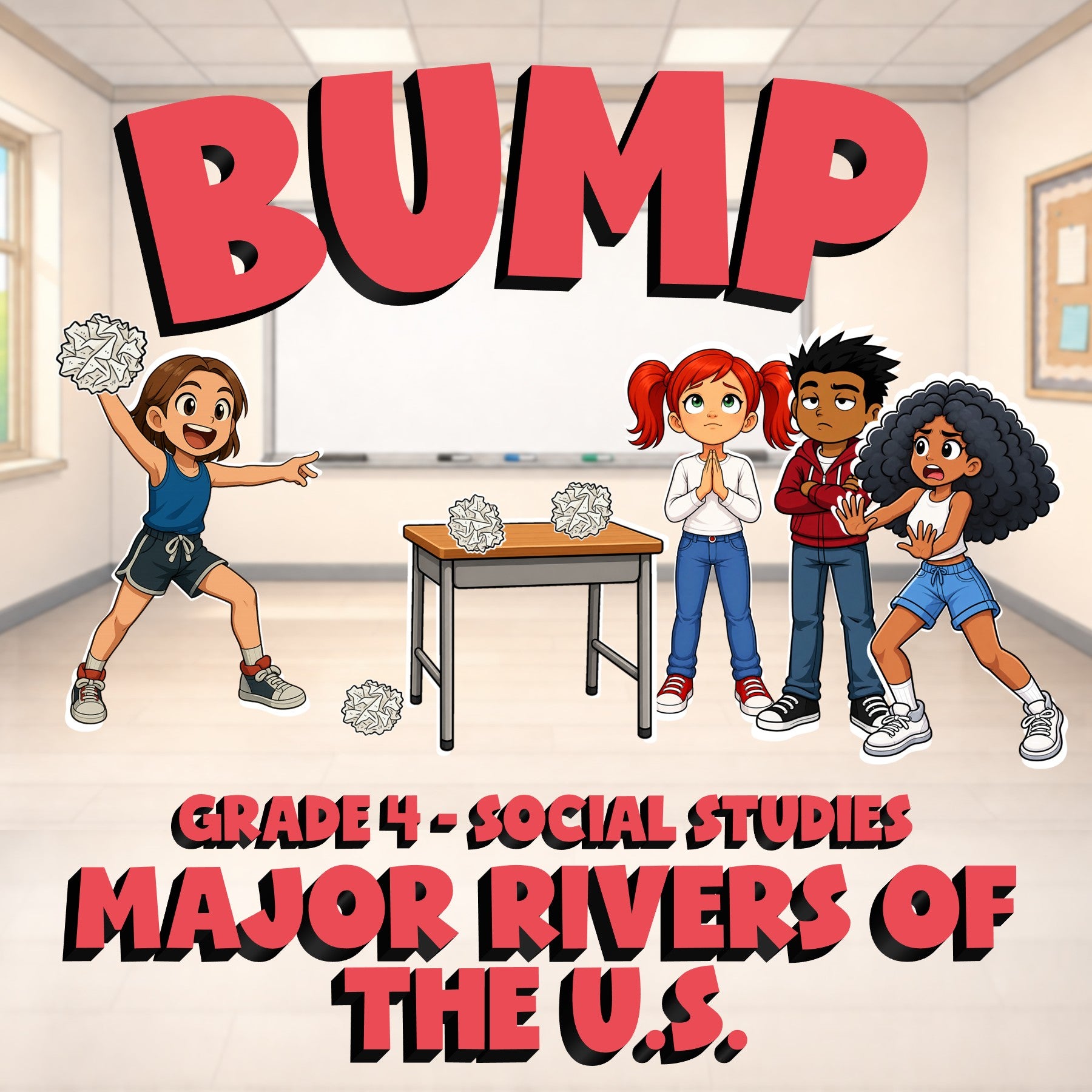Major Rivers of the U.S. BUMP Socials Game - No Prep Grade 4 Review Activity