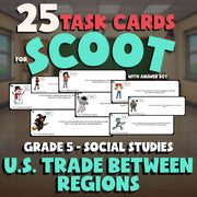 U.S. Trade Between Regions SCOOT TASK CARDS Socials Game - No Prep Grade 5