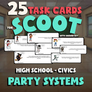 Party Systems SCOOT TASK CARDS Civics Game - No Prep Review Activity
