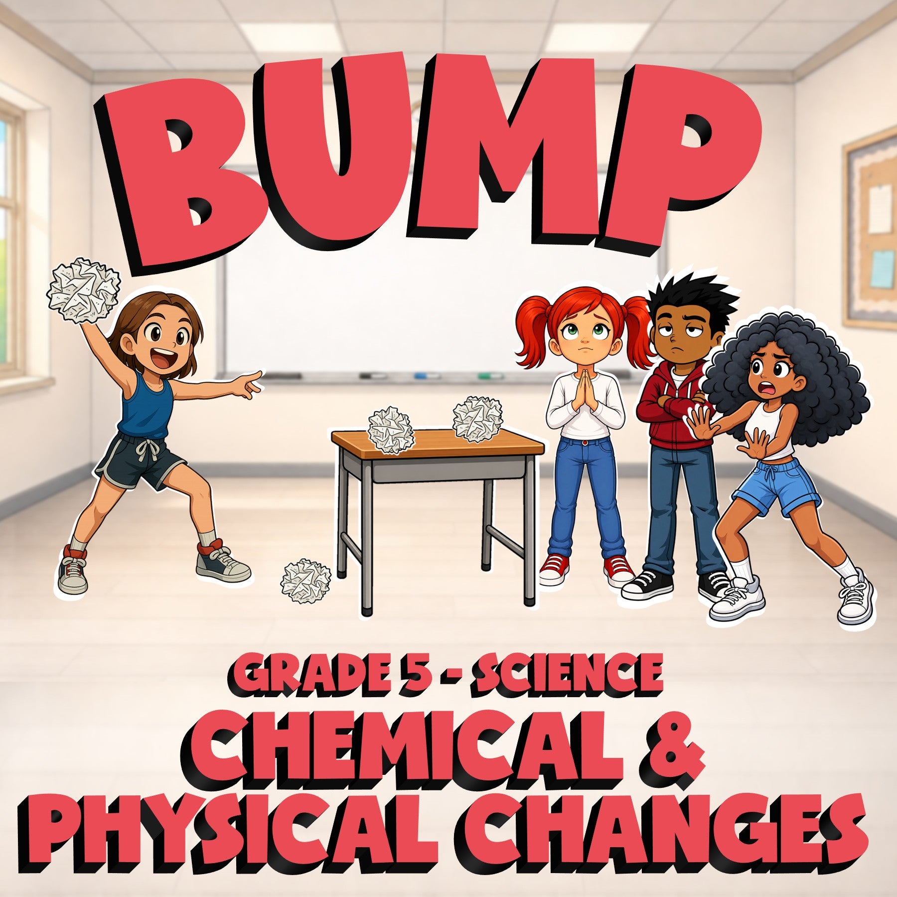 Chemical & Physical Changes BUMP Science Game - No Prep Grade 5 Review Activity
