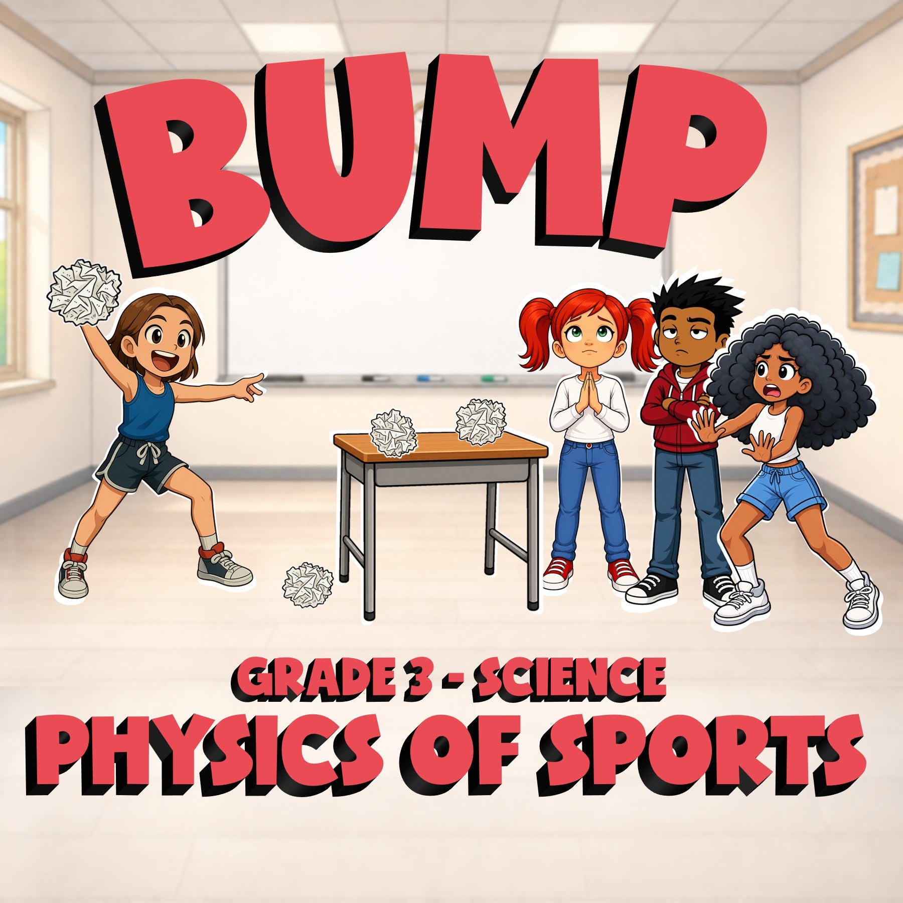 Physics of Sports BUMP Science Game - No Prep Grade 3 Review Activity