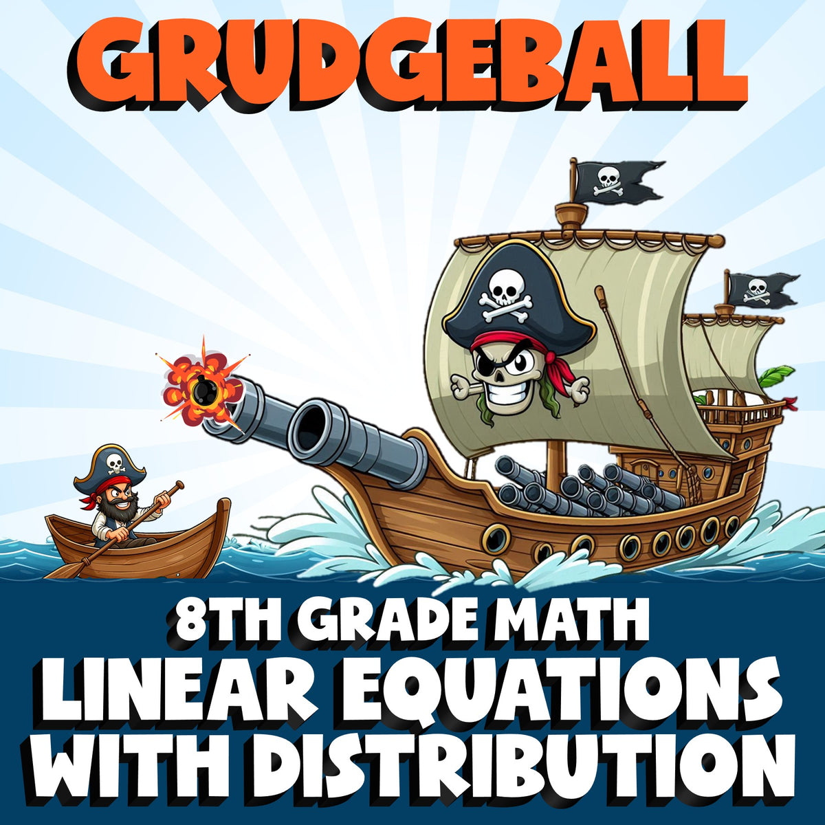 Linear Equations with Distribution GRUDGEBALL Math Game - No Prep Grade 8 Review