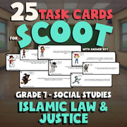 Islamic Law & Justice SCOOT TASK CARDS Socials Game - No Prep Grade 7 Review
