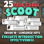 Evaluate Introduction Effectiveness SCOOT TASK CARDS ELA Game - No Prep Grade 10