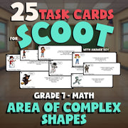 Area of Complex Shapes SCOOT TASK CARDS Math Game - No Prep Grade 7 Review