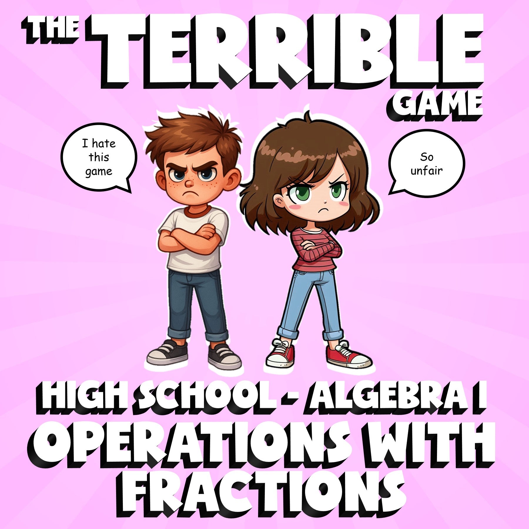 Operations with Fractions THE TERRIBLE GAME - No Prep Algebra 1 Math Review