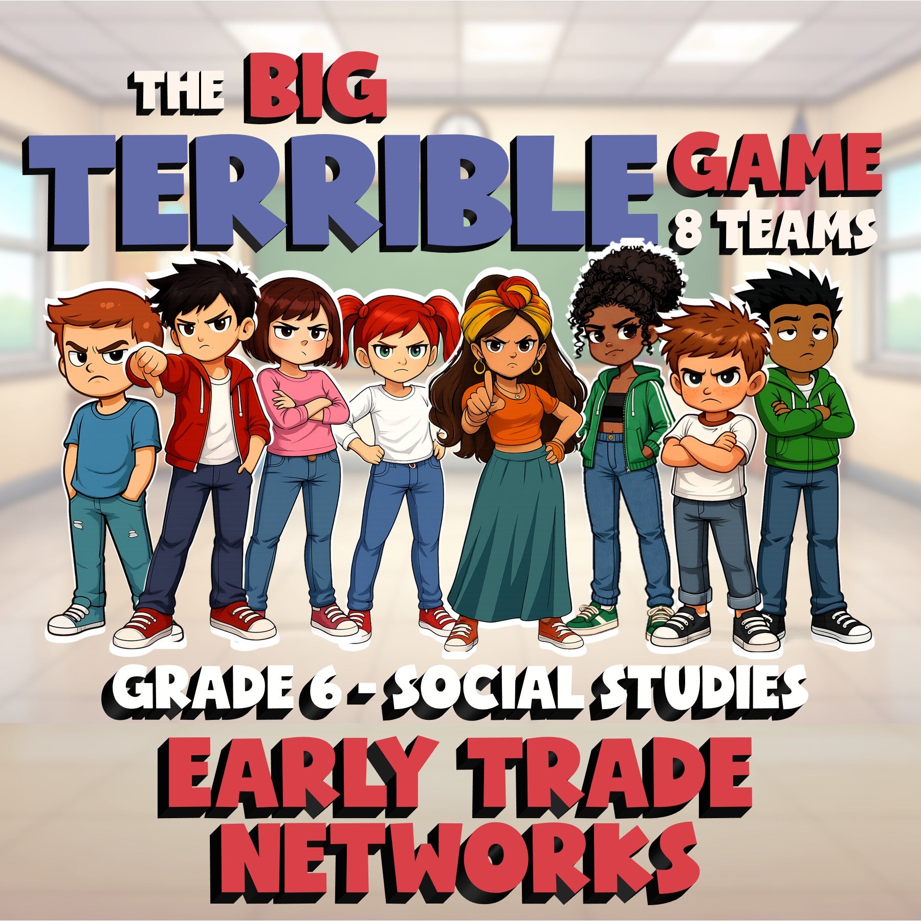 Early Trade Networks BIG TERRIBLE GAME - No Prep Grade 6 Socials Review Activity