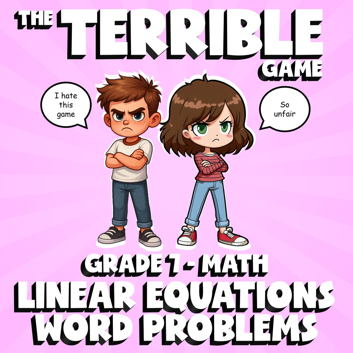 Linear Equations Word Problems THE TERRIBLE GAME - No Prep Grade 7 Math Review