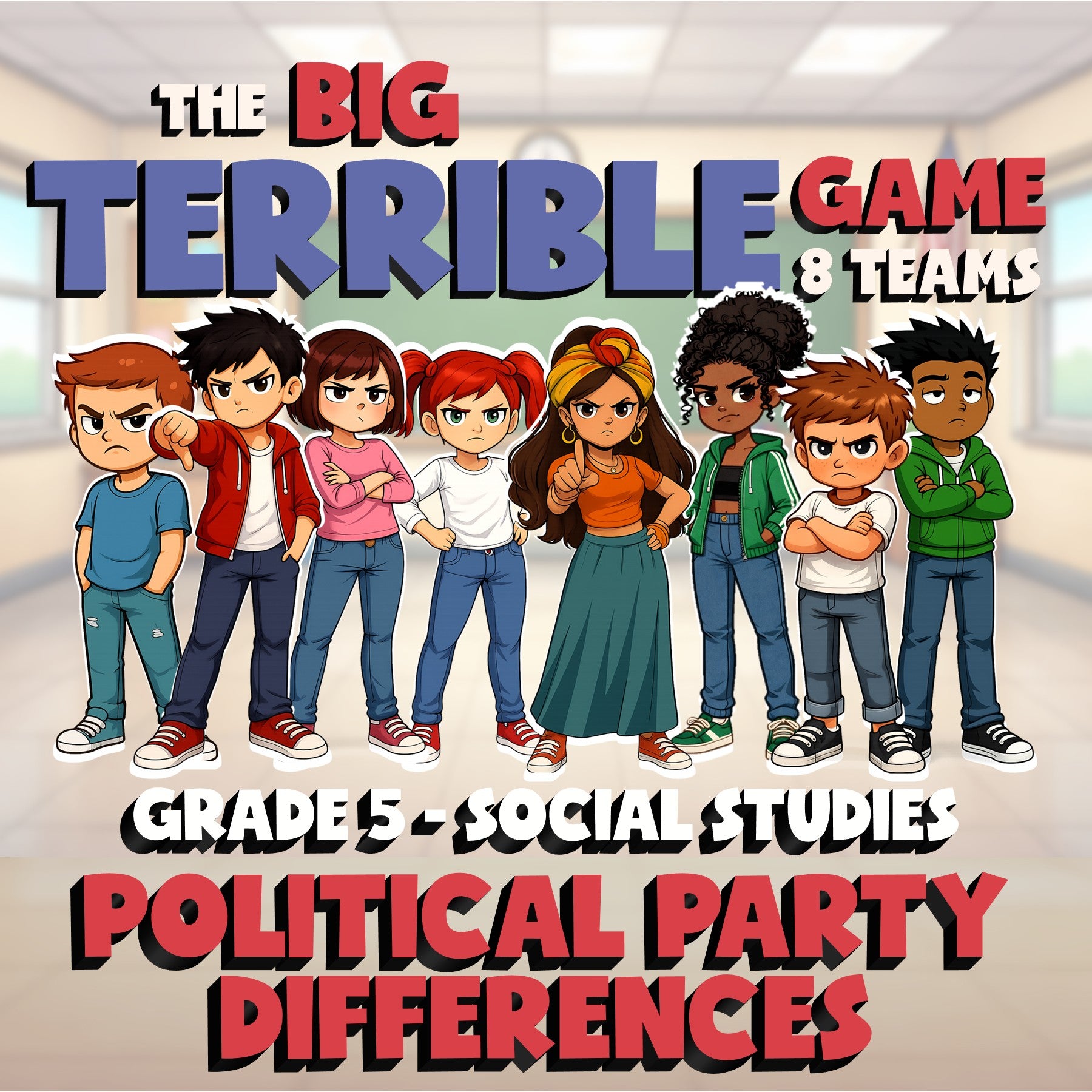 Political Party Differences BIG TERRIBLE GAME - No Prep Grade 5 Socials Review