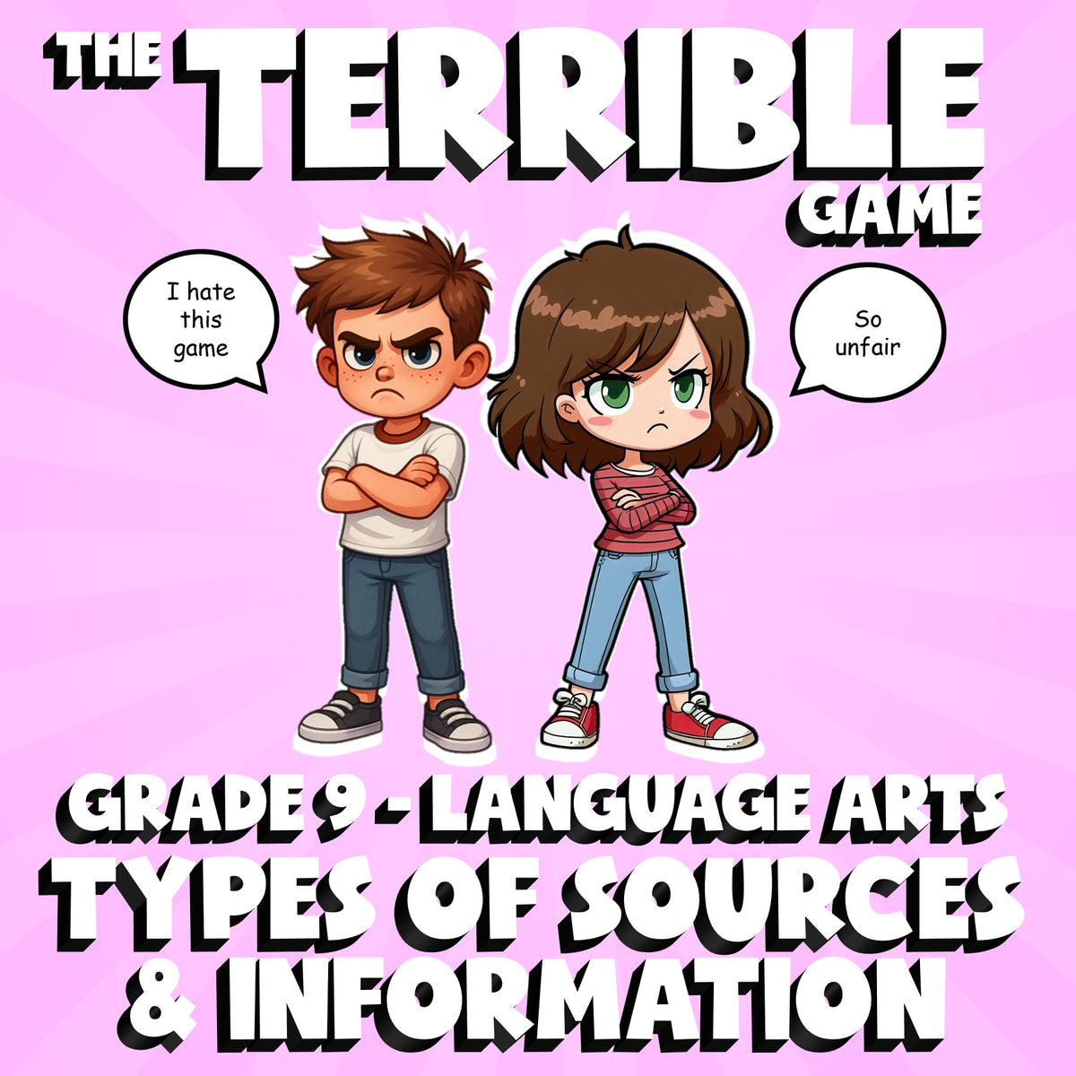 Types of Sources & Information THE TERRIBLE GAME - No Prep Grade 9 ELA Review