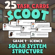 Solar System Structure SCOOT TASK CARDS Science Game - No Prep Grade 9 Review