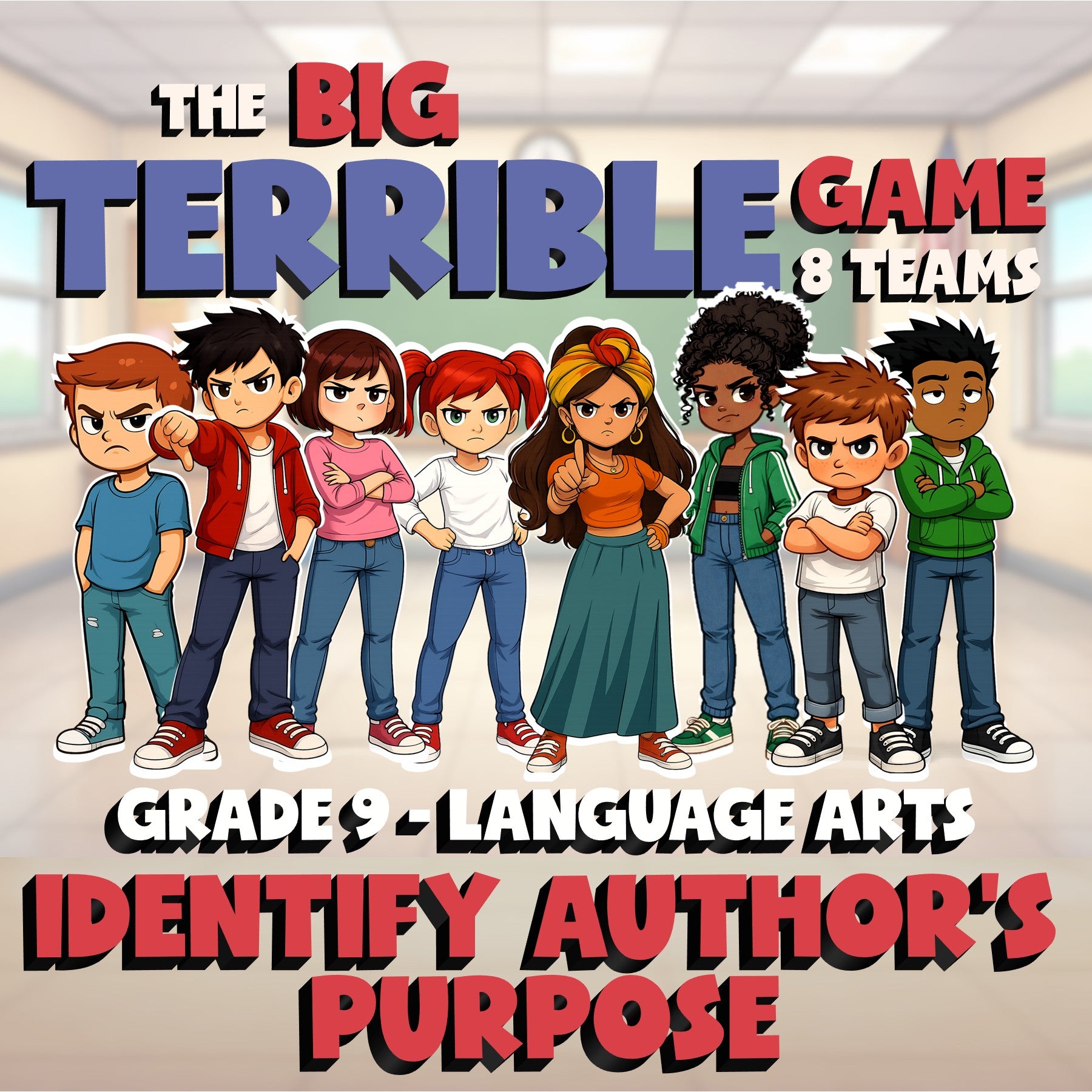 Identify Author's Purpose BIG TERRIBLE GAME - No Prep Grade 9 ELA Review