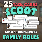 Family Roles SCOOT TASK CARDS Socials Game - No Prep Grade 4 Review Activity