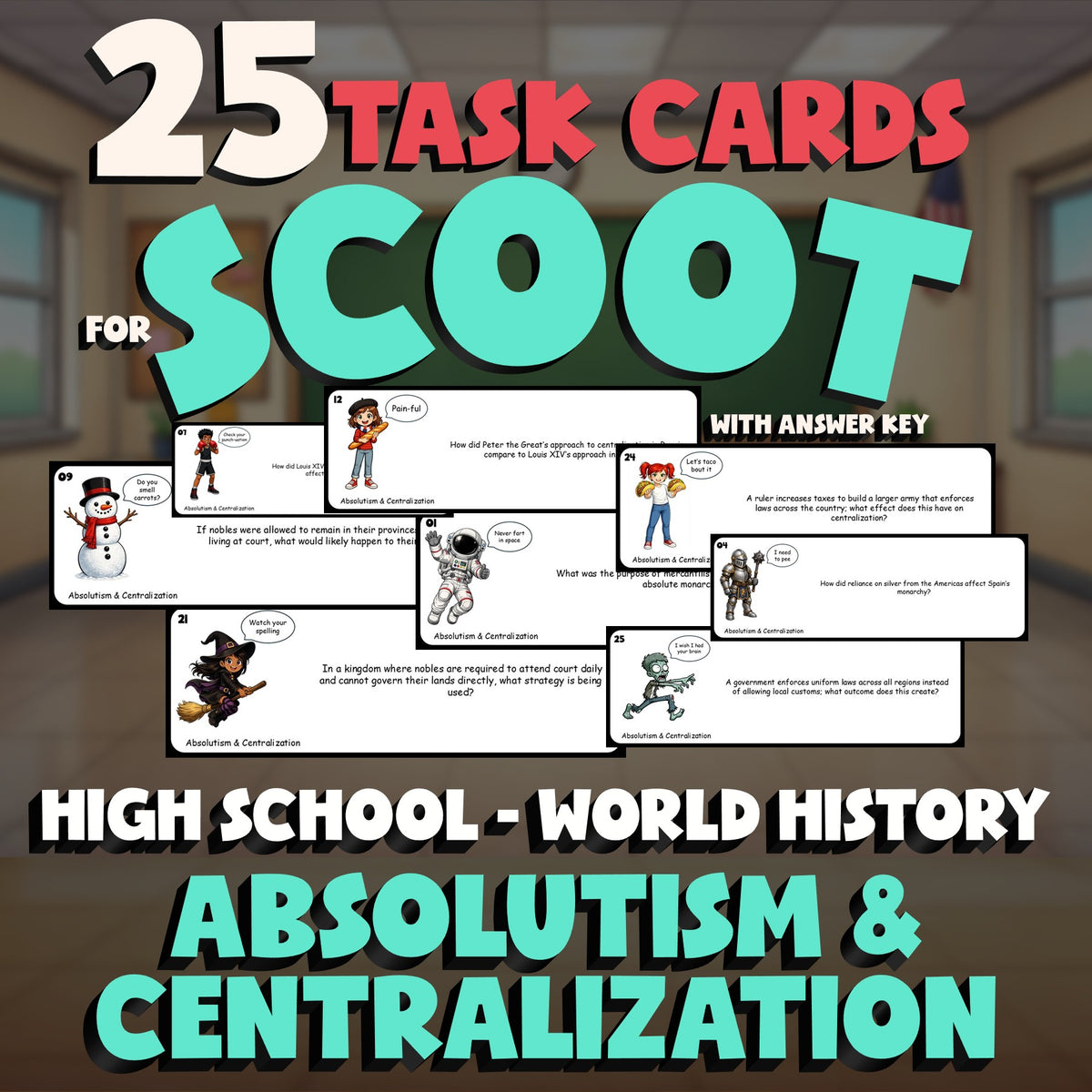 Absolutism & Centralization SCOOT TASK CARDS Game - No Prep World History Review