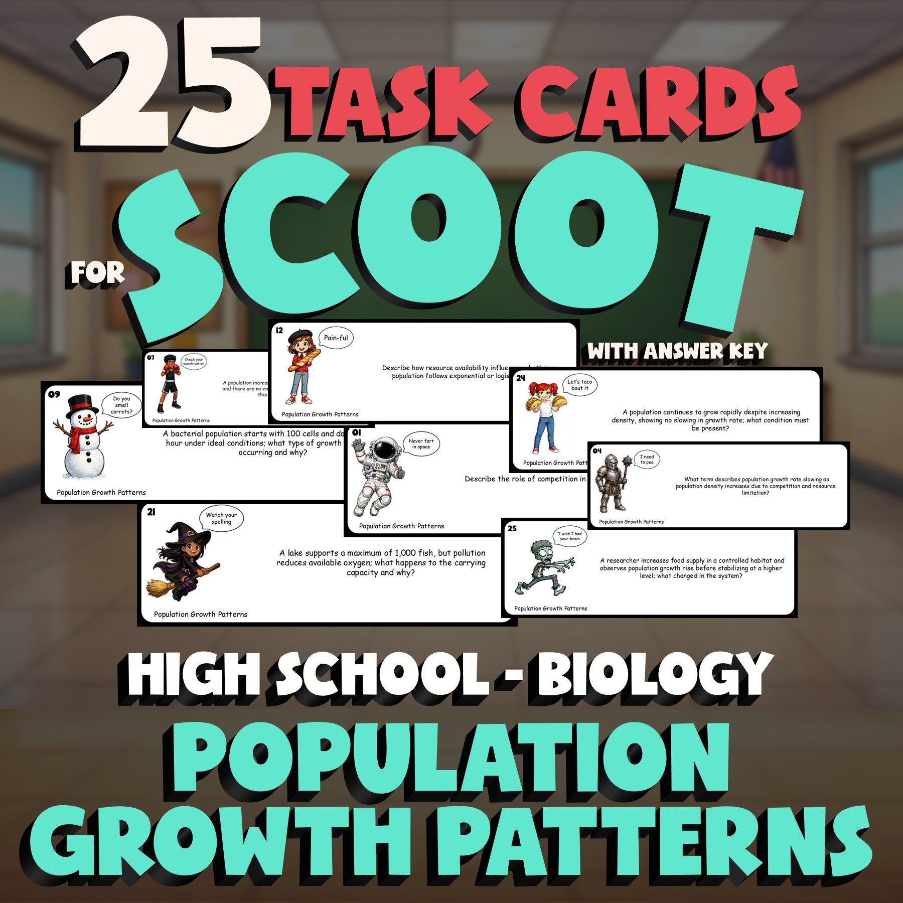 Population Growth Patterns SCOOT TASK CARDS Science Game - No Prep Biology