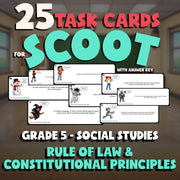 Rule of Law & Constitutional Principles SCOOT TASK CARDS Socials Game - Grade 5