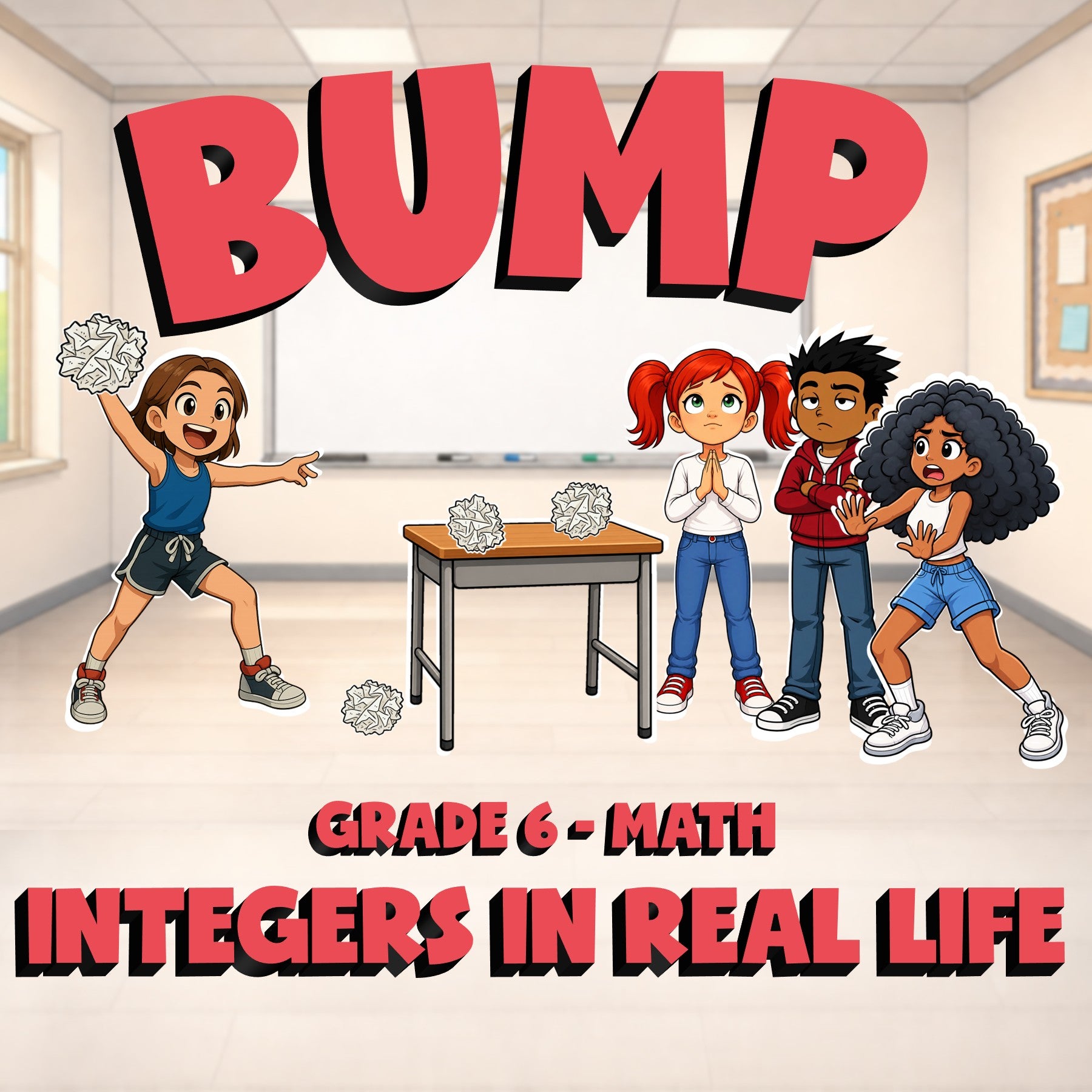 Integers in Real Life BUMP Math Game - No Prep Grade 6 Review Activity