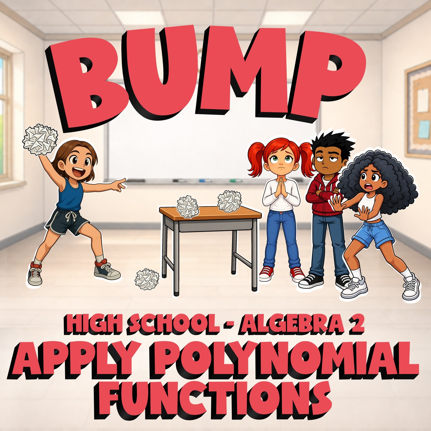 Apply Polynomial Functions BUMP Math Game - No Prep Algebra 2 Review Activity