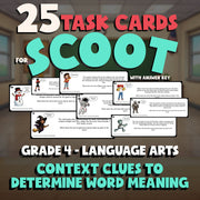Context Clues to Determine Word Meaning SCOOT TASK CARDS ELA Game - Grade 4