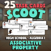 Associative Property SCOOT TASK CARDS Math Game - No Prep Algebra 1 Review