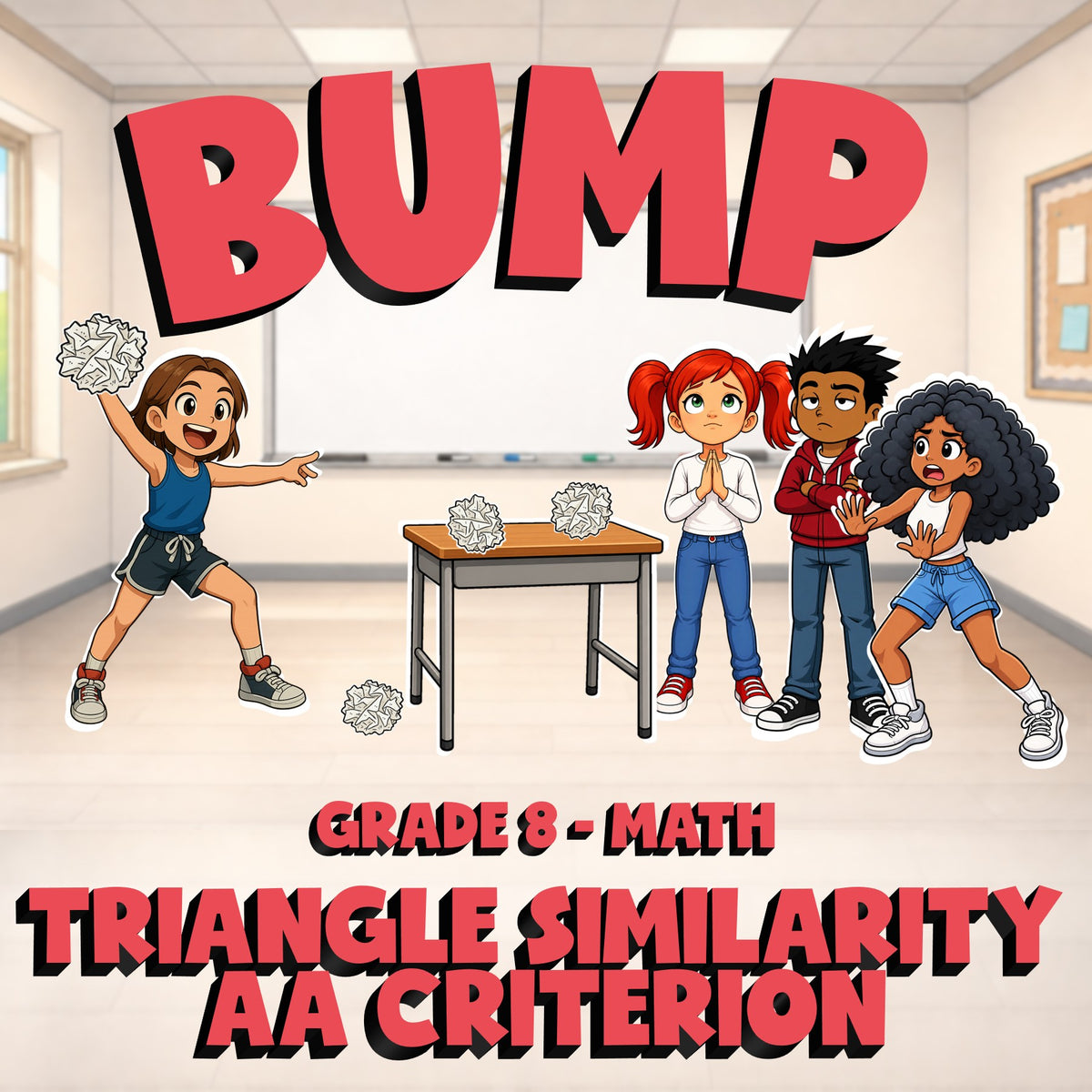 Triangle Similarity AA Criterion BUMP Math Game - No Prep Grade 8 Review
