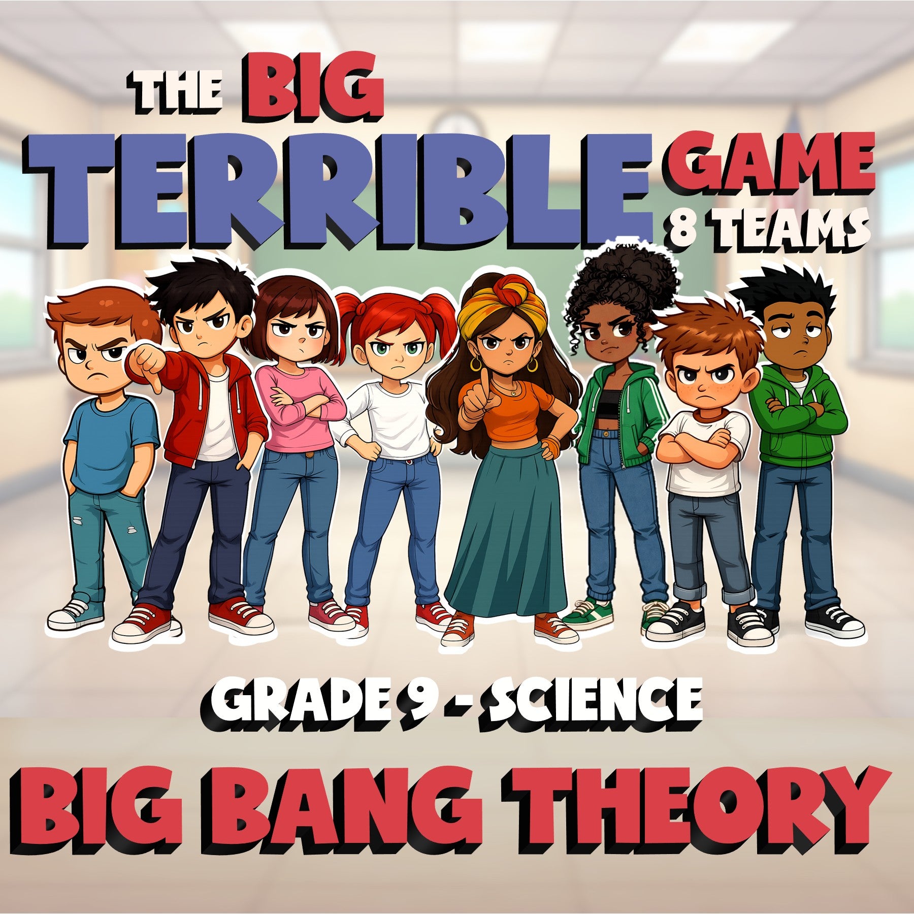 Big Bang Theory BIG TERRIBLE GAME - No Prep Grade 9 Science Review Activity