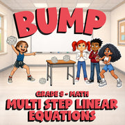 Multi Step Linear Equations BUMP Math Game - No Prep Grade 8 Review Activity