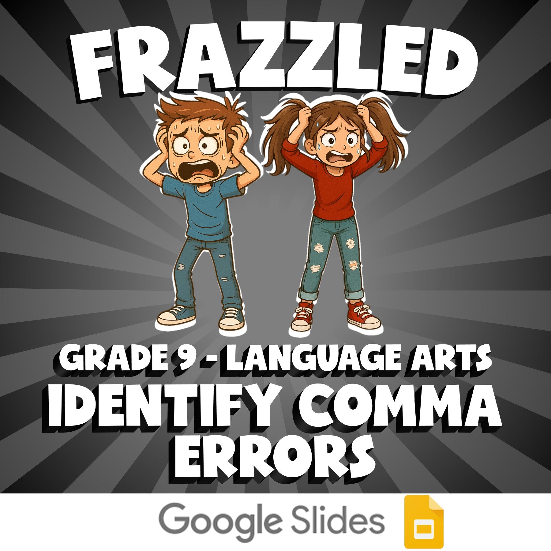 Identify Comma Errors FRAZZLED ELA Game - No Prep Grade 9 Review Activity