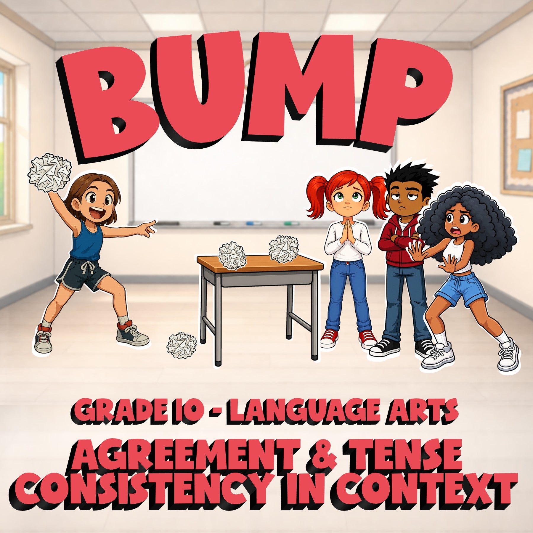 Agreement & Tense Consistency in Context BUMP ELA Game - No Prep Grade 10 Review
