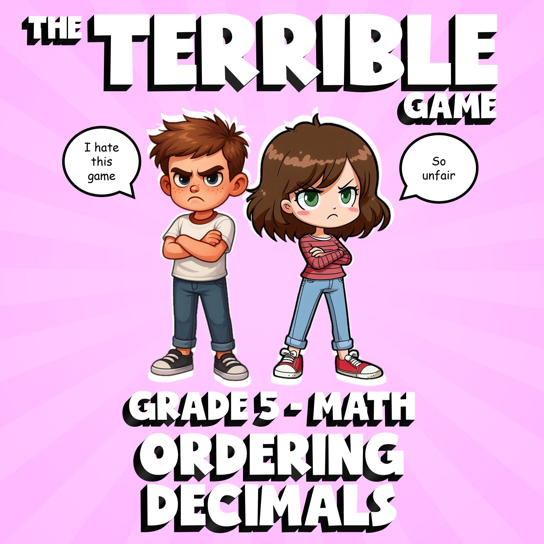 Ordering Decimals THE TERRIBLE GAME - No Prep Grade 5 Math Review Activity