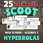 Hyperbolas SCOOT TASK CARDS Math Game - No Prep Algebra 2 Review Activity