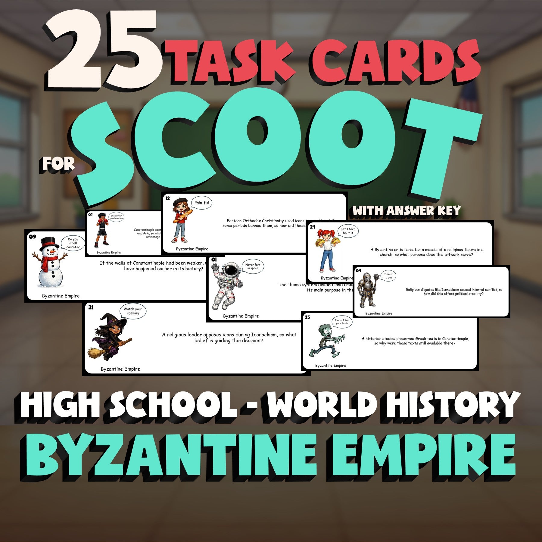 Byzantine Empire SCOOT TASK CARDS Game - No Prep World History Review Activity